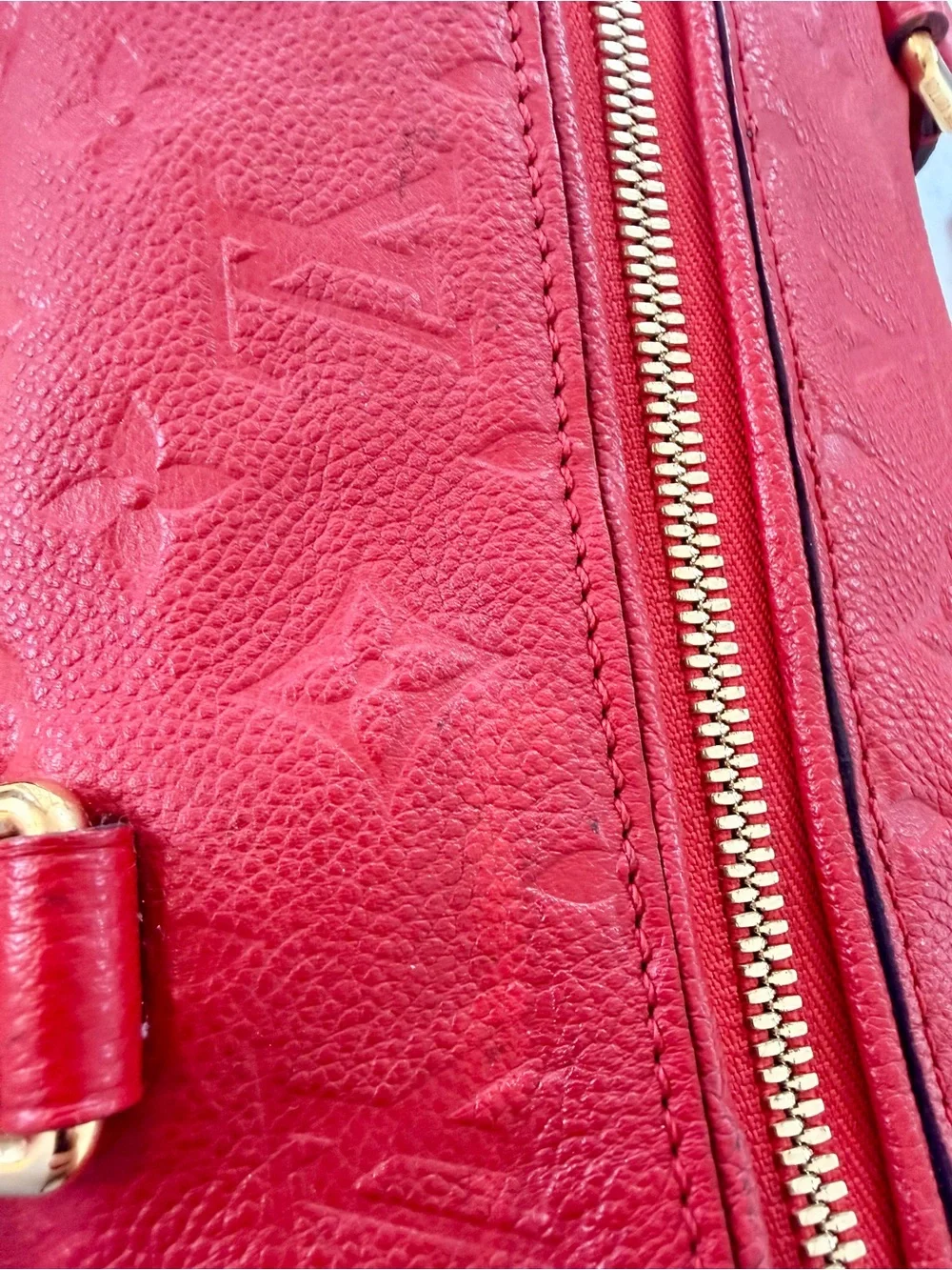 Louis Vuitton Red Empreinte Speedy 25 Bandolier